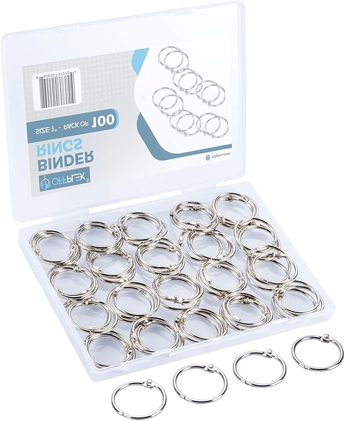 Loose Leaf Binder Rings 1 Inch (100 Pack) – Sturdy Book Rings, Index Card Rings, Key Rings, Flashcard Rings, Notebook Paper Rings, Metal Rings for Office, School or Home