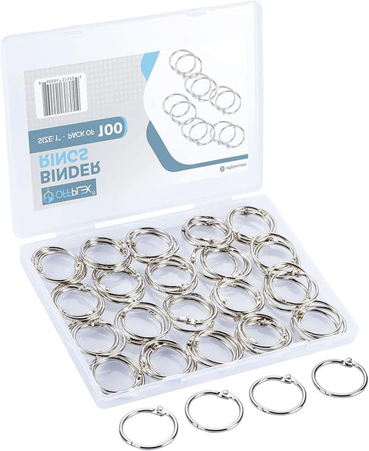 Loose Leaf Binder Rings 1 Inch (100 Pack) – Sturdy Book Rings, Index Card Rings, Key Rings, Flashcard Rings, Notebook Paper Rings, Metal Rings for Office, School or Home