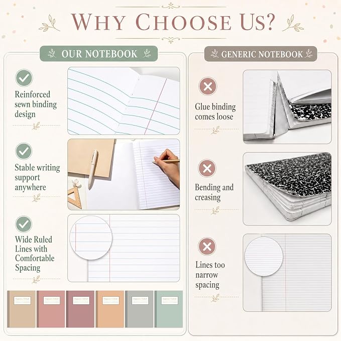 12 Pack Large Composition Notebooks Bulk 9.8 × 7.5 in Wide Ruled Hard Cover Composition Book Assorted Marble Journal College Ruled Paper for Adult Student College Office Back to School Supply(Morandi)