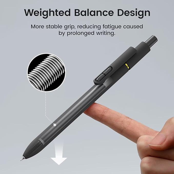 8Pcs Black Gel Pens - 0.7mm Medium Point Black Ink Pens | Smooth Writing - Quick Drying Retractable Pen for Men Women (Classic - 8Pcs)