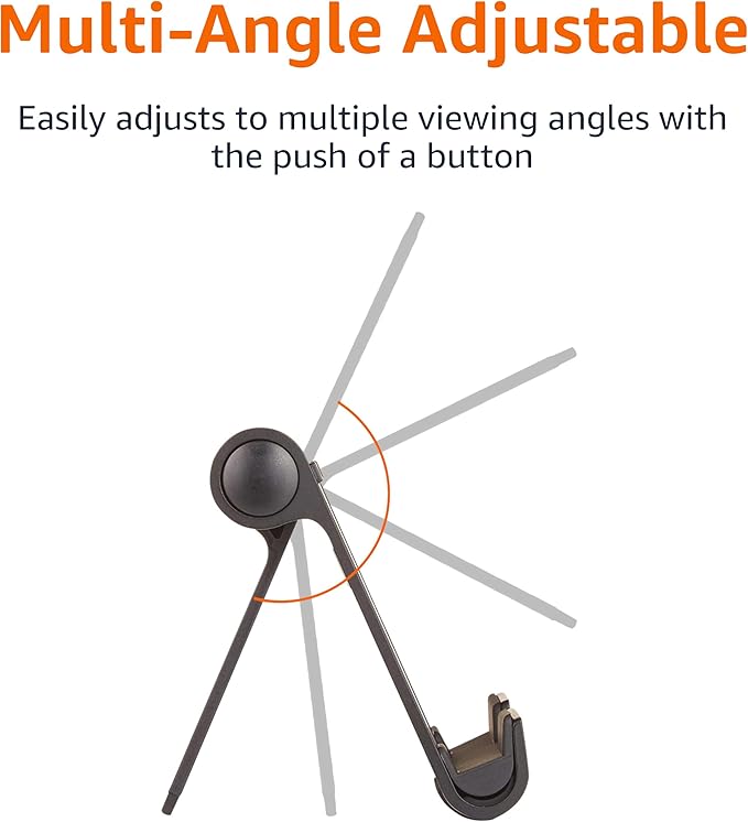 Amazon Basics Multi-Angle Portable Foldable Stand for iPad Tablet, E-reader and Phone, Sturdy Hands-Free Viewing, Black