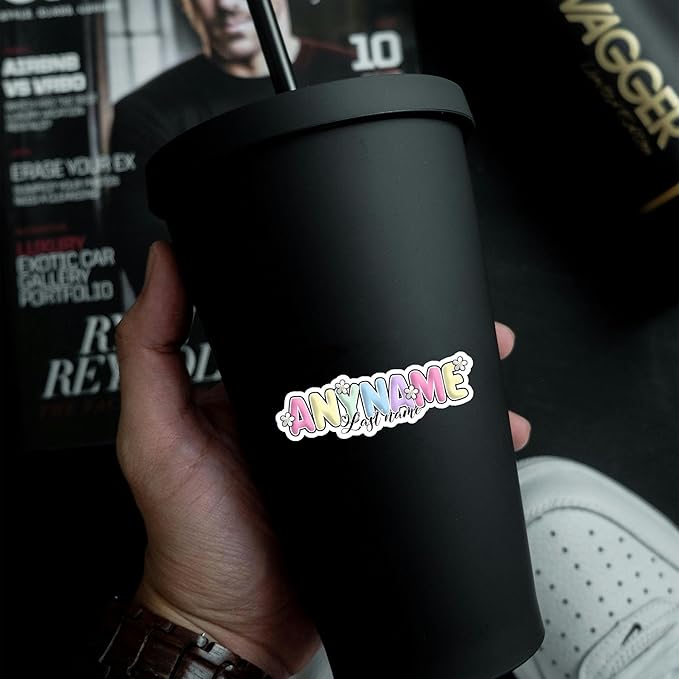 Custom Name Sticker Personalized First and Last Name Sticker Customized Colorful Name Waterproof Vinyl Decal for Water Bottles Laptops Kindle Perfect for Kids Girl Boy Teacher Gifts