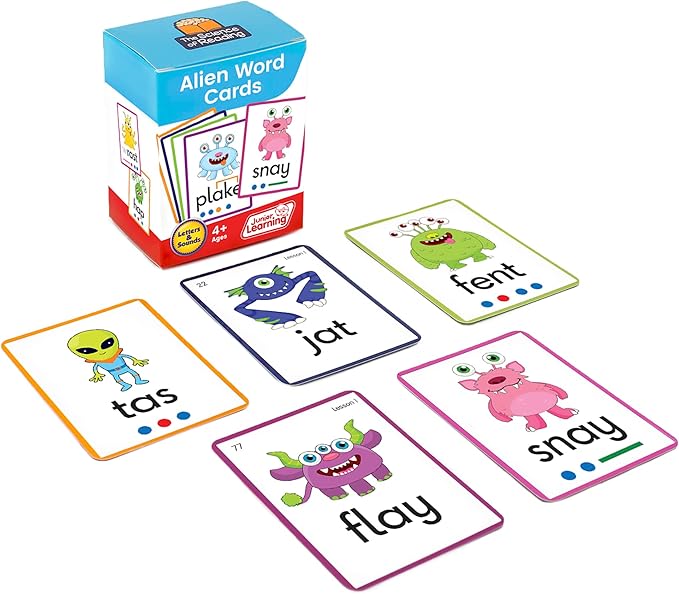 Alien Word Flashcards: Junior Learning, The Science of Reading Supplementary Resources, for Classroom or Home School use, for Ages 4+, Grade Pre-K