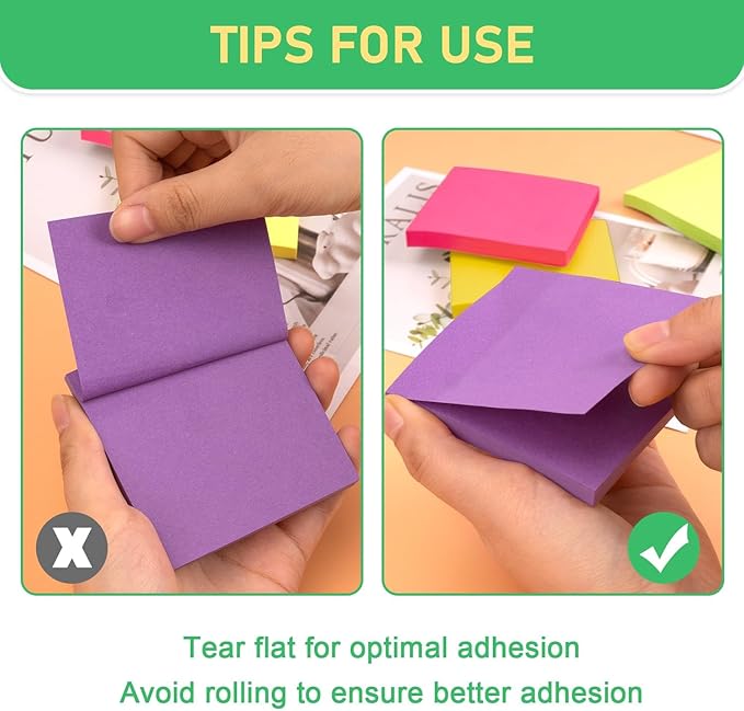 (24 Pads) Sticky Notes 3x3 Inch, 75 Sheets/Pad - Colorful Self-Stick Memo Pads, Thick Paper, Smooth Writing, Easy to Stick & Remove for Office, School & Home