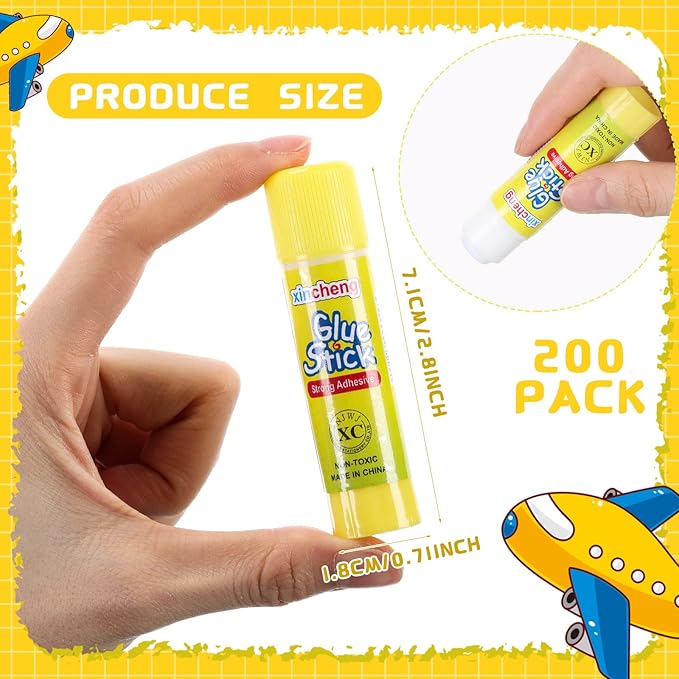 Zubebe School White Glue Stick Washable Glue Stick for Crafts Home Classroom Students Teachers Employees Scrapbooking Crafting Supplies(200 Pcs)