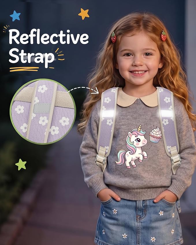 Corduroy Toddler Backpack for Preschool Boys Girls Ages 2-4 | 12 Inch Water-Resistant Small Kids Backpack for School & Travel, Lightweight Daycare Bookbag(Medium,Purple Floral)