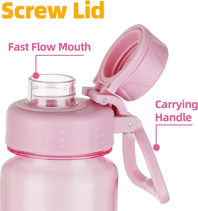 OLDLEY 32 oz Water Bottle, Sports Tritan Water Bottle with Carry Handle and Spout Lid, Leakproof & BPA Free Large Water Bottles for Home,Travel, School, Outdoors, Gym,Pink