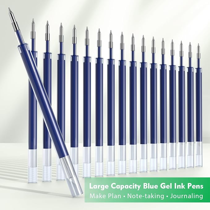 Hiacry 8 Pcs Gel Pens - 0.7mm Fine Point Quick-Dry Blue Ink Fidget Pens | Smooth Writing Pens, No Bleed, No Smear, Note Taking Journaling, School Office Supplies for Men & Women (Dopamine 8Pcs )