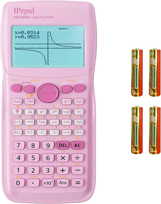 Graphing Calculator,IPepul Scientific Calculators 10 Modes /4 Graphing Functions,Desktop Math Calculator for College Students,School Supplies for Middle High School Teachers Office（Pink）