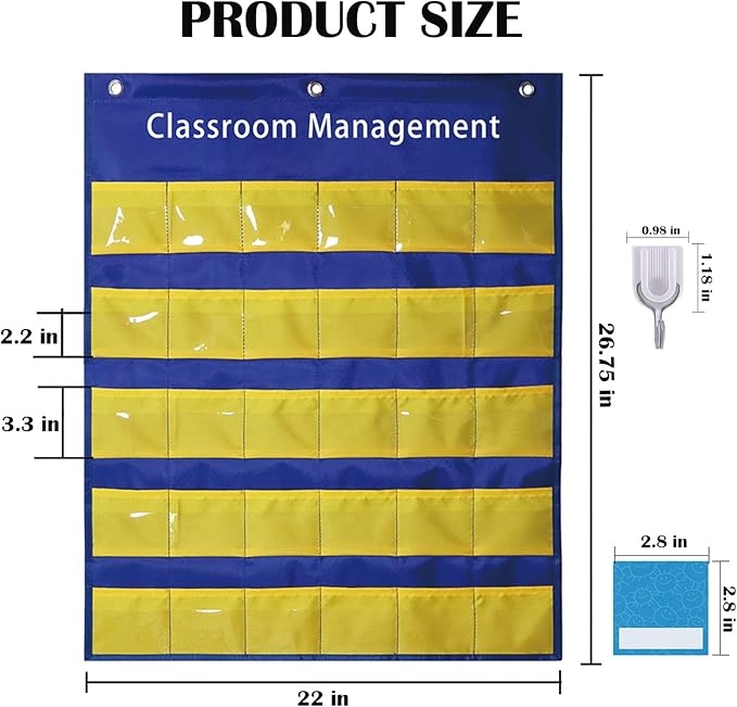 Classroom Management Pocket Chart for Preschool Wall Organization, Behavior Chart for Class Attendance Chores, Back to School Teacher Teaching Supplies