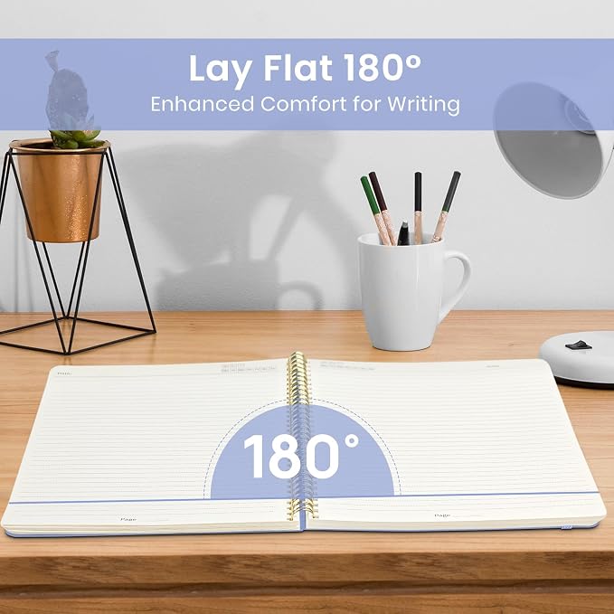 Taja Large Spiral Lined Notebook for Work, Journal for Women & Men
