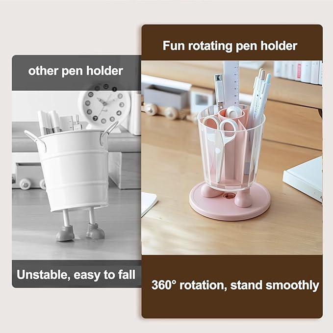INSTOME Rotating Pen Holder,Cute Bow Pen Holder,Office Desk Accessories for Work, School,or Home