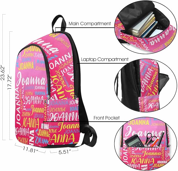 M YESCUSTOM Custom Teen Girls School Backpack, Personalized Name Kids Bookbag for Boys Elementary Middle School Bags Travel Laptop Backpack Casual Daypacks