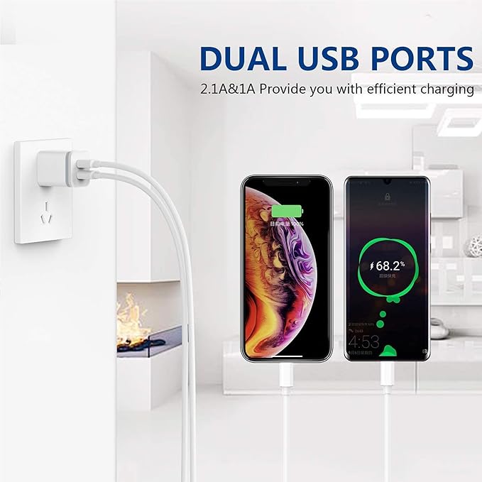 USB Wall Charger, 5-Pack 2.1A/5V Dual Port USB Cube Power Adapter Charger Plug Charging Block Replacement for iPhone Xs/XR/X, 8/7/6 Plus, Samsung, HTC, LG, Moto, Android Phones