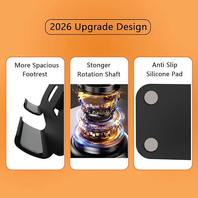 360° Rotation Tablet Stand, Ultra Stability Base Fully Folded Easy to Store and Carry Adjustable iPad Stand Compatible with 4-13" Tablet E-Reader iPad Pro/Air/Mini and More (Black)