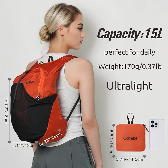 Ultra Lightweight Foldable Backpack,Water Resistant Small Packable Hiking Daypack Outdoor Camping Travel Bag