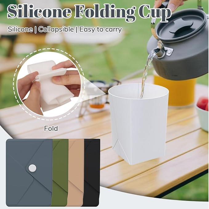 Silicone Collapsible Travel Cup, Foldable Water Cup with Card Bag - Portable Leak-Proof Reusable Mug for Camping, Hiking, Sports (black)