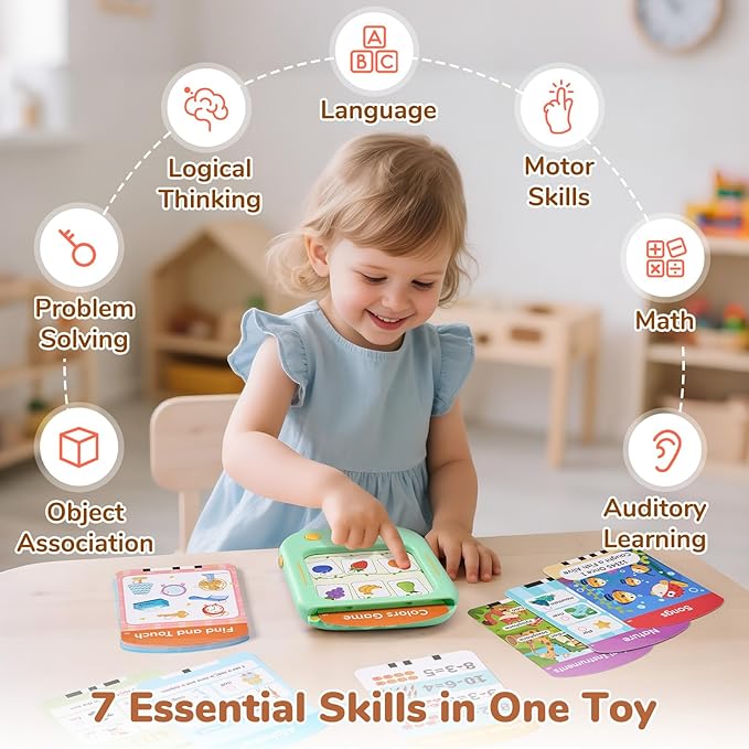 JoyCat Kids Learning Tablet, Learn to Read with 156 Pages, 600+ Words, 40+ Themes, 100+ Interactive Games, Phonics Talking Flash Cards, Screen-Free Toddler Learning Toys Gifts for 2-6 Year Old