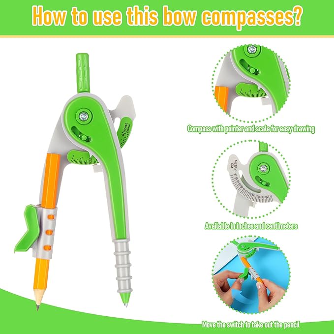 Zonon 60 Pcs Math Geometry Compasses Classroom Set, Bulk Bright Colored Plastic Drawing Compass with Pencils and Safe Tip, Back to School Teacher Supplies for Kids Basic Drafting