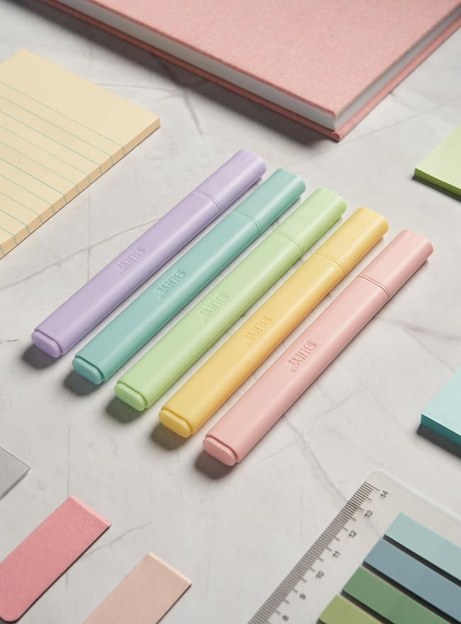 BLIEVE Bible Highlighters No Bleed Through, Chisel Tip, 5 Pack | No Smear, Quick-Dry, Aesthetic Cute Pastel Colors For Bible & Journaling (Candy Edition)