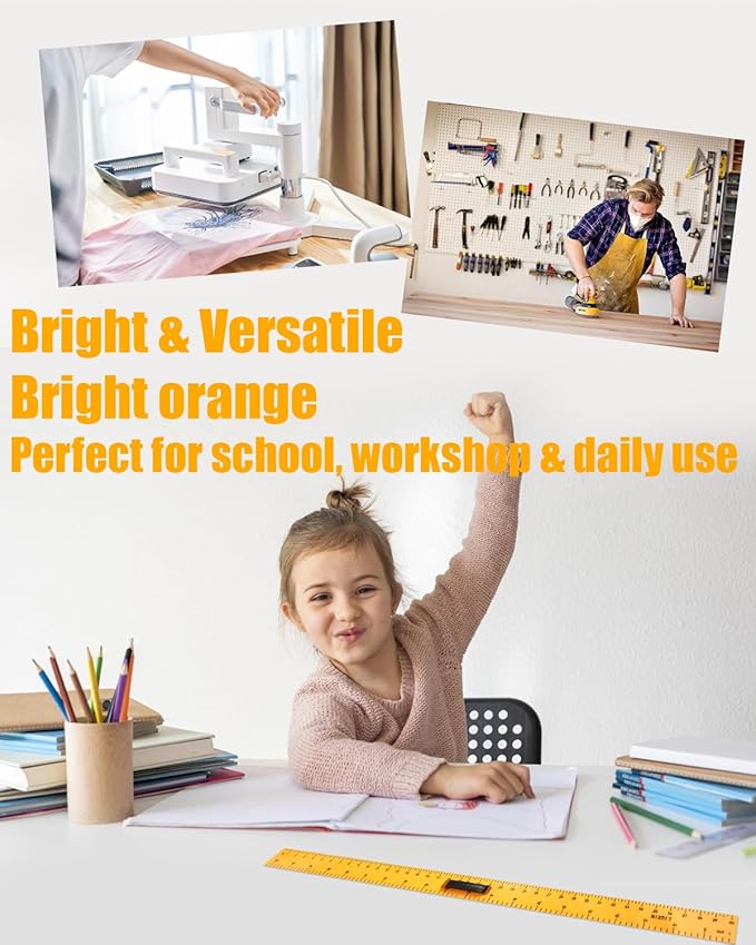 Magnetic Math 1m Ruler, Large Teaching Aids Classroom Math Geometry Tool Set Enhances Classroom Learning, Easily Mounts to Blackboard, Yellow