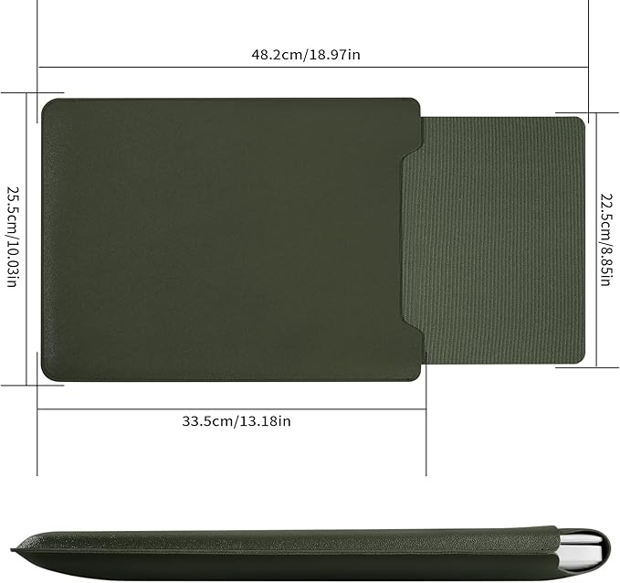 13.3-14" Laptop Sleeve, Padded Case, Thin Portable Versatile Bag Compatible With 2022 Pro 14 inch/2015 Pro 13.3 inch/2015 Air 13.3 inch (Dark Green)