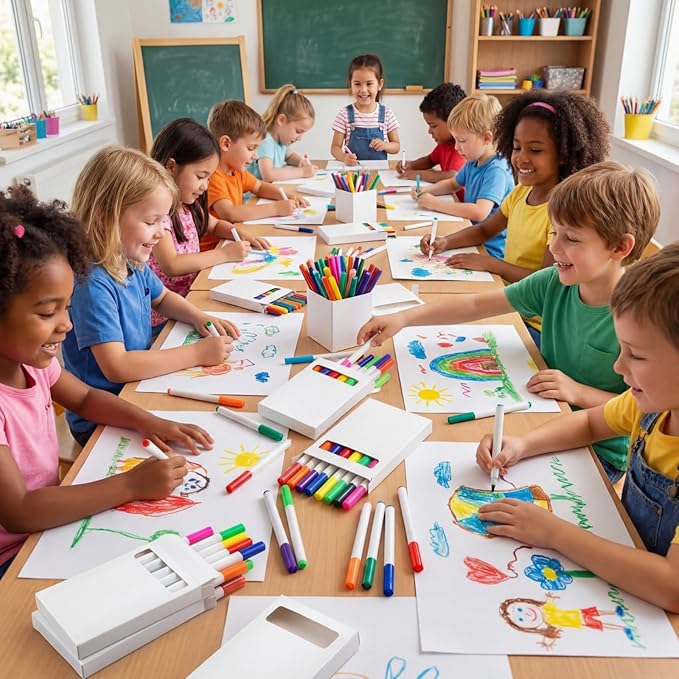 72 Pcs Washable Markers in 6 Vibrant Colors Broad Line Washable Coloring Markers Bulk for Teachers Office