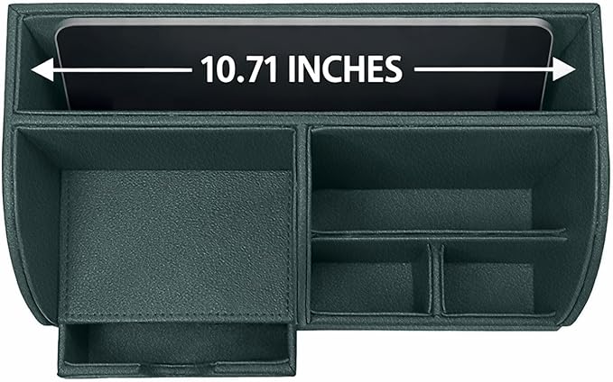 UnionBasic Desk Organizer - Multifunctional Leather Desktop Pen Holder Storage Box - Business Card/Pen/Pencil/Mobile Phone/Stationery Holder, Dark Ivy