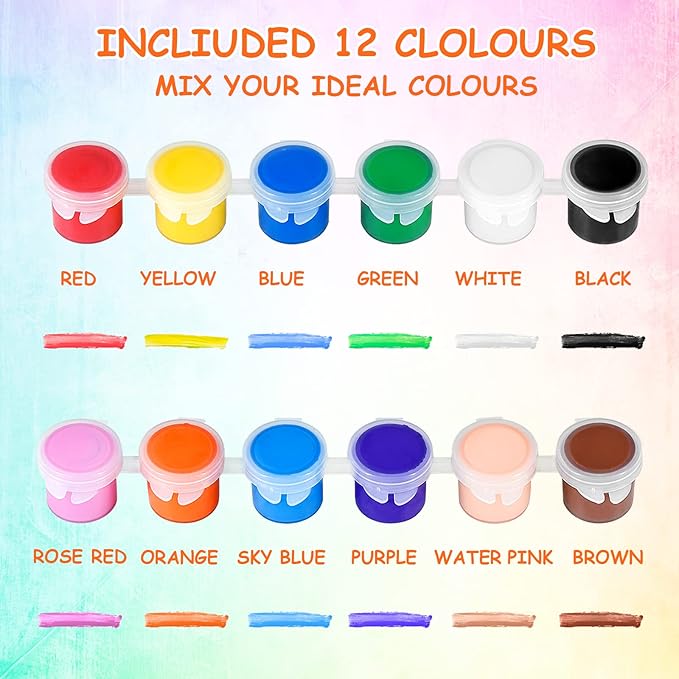 2 Pack Mini Acrylic Paint Set,12 Colors Acrylic Paints Strips for Adults Craft Paint,28 PCS Painting Kit Container Strips Storage, Perfect for Home Birthday Party Favors……