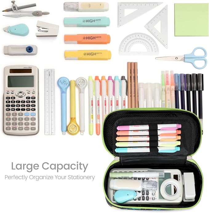 Cambond Pencil Case for Boys - School Pencil Pouch, Black Dinosaur | Cute Pencil Case for Kids Big Capacity Organizer Bag for Staionary, Aesthetic School Supplies Boys, Water-Resistent Pen Bag