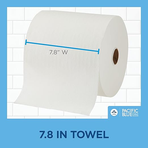 Georgia-Pacific Blue Ultra 8'' High-Capacity Recycled Paper Towel Rolls by GP PRO (Georgia-Pacific), White, 26491, 1,150 Linear Feet Per Roll, 3 Rolls Per Case