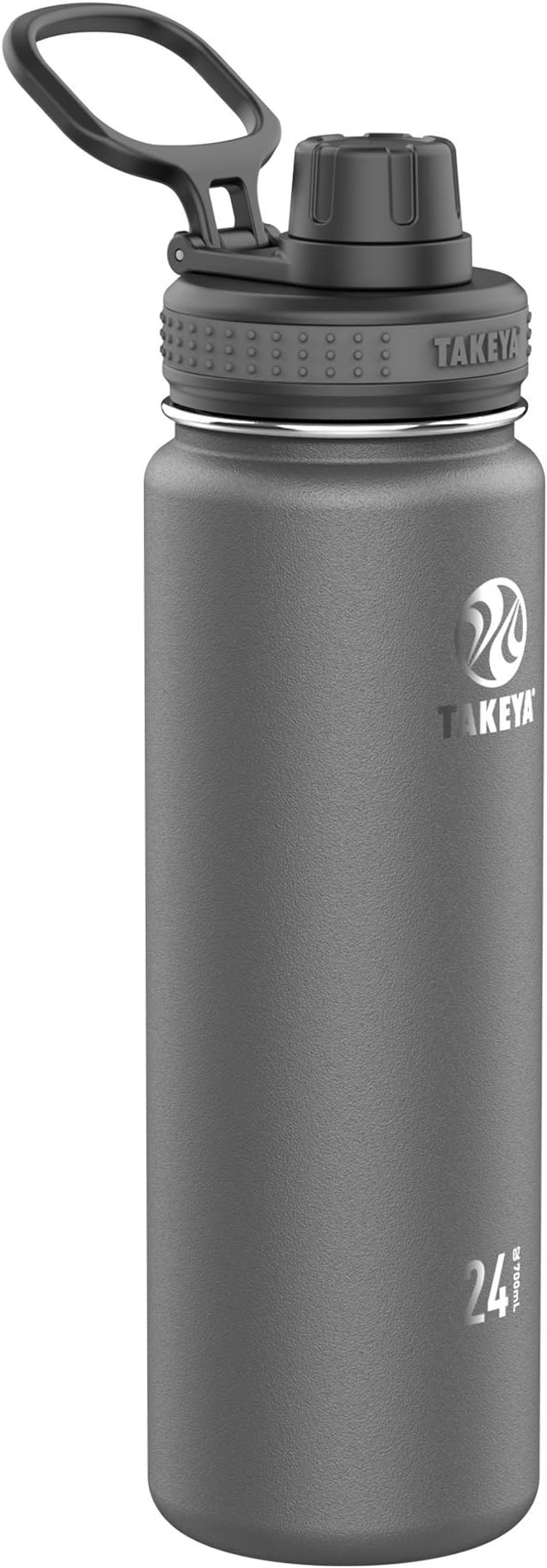 Takeya Originals 24 oz Vacuum Insulated Stainless Steel Water Bottle - Leakproof & BPA-Free Spout Lid - Keeps Drinks Cold 24 Hrs/Hot 12 Hrs - Double-Wall Design - Ideal for Active Lifestyles, Graphite