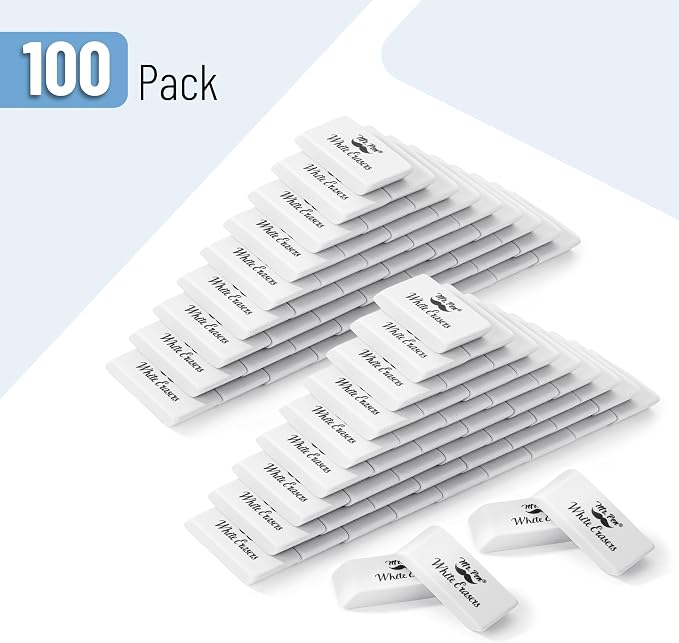 Mr. Pen- White Pencil Erasers Bulk, 100 Pack