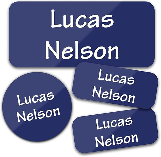 Bunny Badges Personalized Daycare Name Labels for Kids (130 Labels) - Custom Waterproof Name Stickers for Clothing Tags, Water Bottles, Lunch Boxes and School Supplies (Solid Color)
