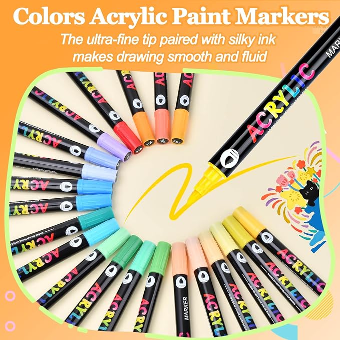 168 Colors Acrylic Paint Markers Pens Set, 84 Pack Dual Brush Tip Acrylic Paint Pens, Coloring Markers for Rocks, Wood, Canvas, Ceramic, Glass Painting Gifts for Teens, Art Painting Supplies Kit