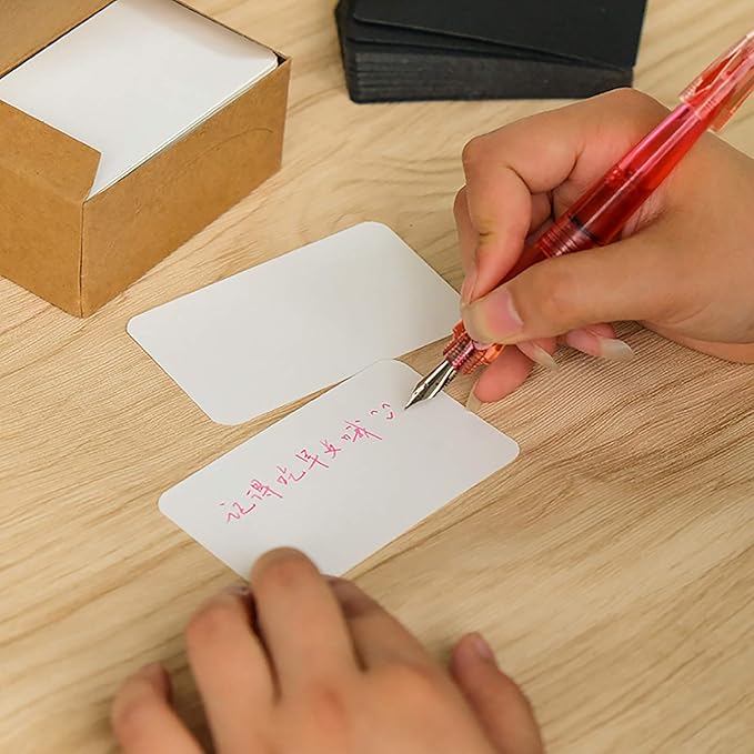 VANRA 300 Small Blank Cards 3.5x2 inches Color Cardstock Study Flash Cards Index Cards, Unruled with Rounded Corners (White, 300/Pack)