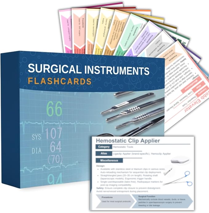 Surgical Instruments Flashcards | Color-Coded Tech Cards for 10 Specialties | Study Guide for Technologists, Sterile Processing Technicians | CST Exam Prep, Surgical tech Gifts and Accessories