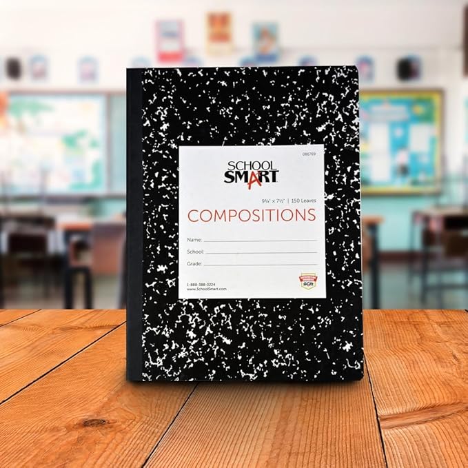 School Smart Hard Cover Ruled Composition Book, 150 Sheets, 9-3/4 x 7-1/2 Inches - 086769