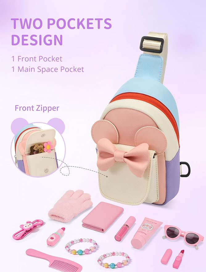 Birthday Back to School Gifts for Girls 3-8, Kids Fanny Pack Toddler Purse | Cute Fashion Sling Crossbody Bag for 3 4 5 6 7 8 Year Old Girls with Adjustable Strap. Perfect for Travel Holiday Essentials