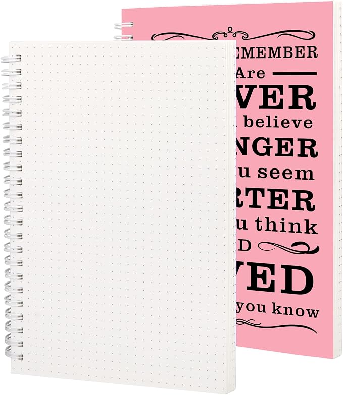 JOHSBYD 2Pcs Spiral Dotted Notebook,Inspirational Gifts A5 Dot Grid