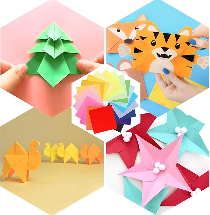 Umikk 1500 Sheets Origami Paper 6x6 Inch Square, 20 Vivid Colors Origami Kit for Kids Ages 8-12, Double Sided Same Color Origami Papers Bulk for School, Arts and Crafts Projects