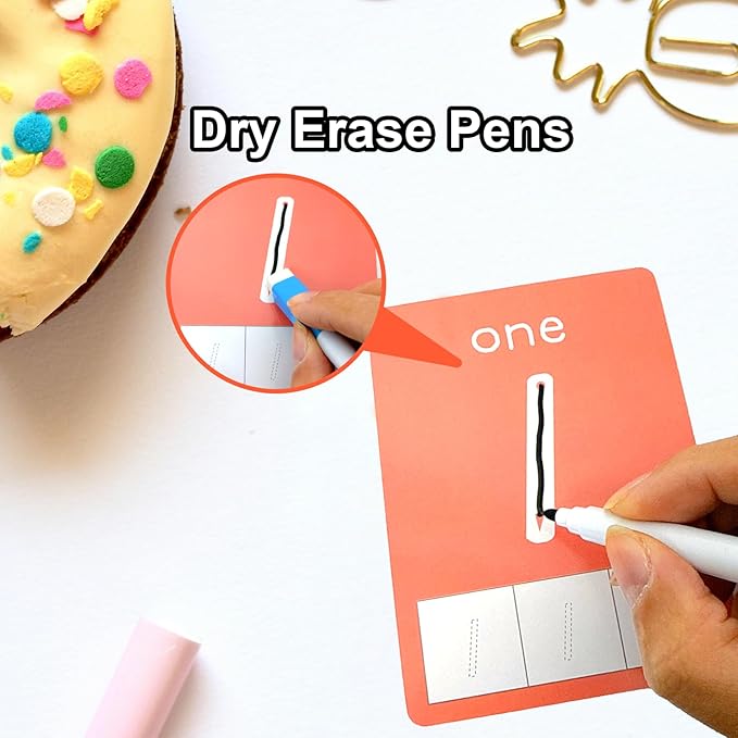 Number Flash Cards for Toddlers with 5 Dry Erase Pens, Numbers 0-25/30-100 Preschool Fun Learning Card, 36PCS Double Sides Counting Flashcards,Early Education Flashcards for Kids Ages 3+