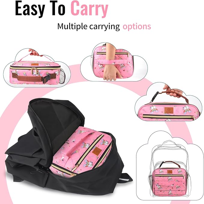 Genteen Lunch Box for Kids, Boys - Insulated Small LunchBox Reusable, Zip Closure & Buckle Handle, Portable Cooler for Work, School, Travel (Unicorn)