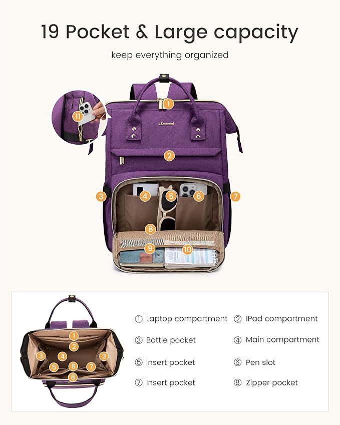 LOVEVOOK Laptop Backpack for Women with Giant Tumbler Holder Pocket,15.6 inch Waterproof Travel Backpack Purse Computer Laptop Bag,Professional Work College Nurse Teacher Backpack Daypack,Grayish Blue