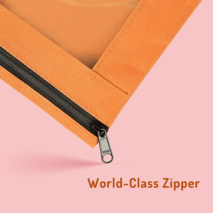 Forvencer Pencil Pouch for 3 Ring Binder, Large Pencil Case Pouch Binder | 3 Reinforced Grommetsinforced Grommets, Pen Bag, Clear Window Pencil Case, Binder Accessories, Beige
