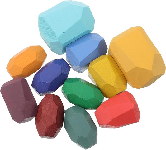 Montessori Wooden Blocks for Beech Wood Cognitive Plaything with Irregular Shapes Educational Stacking for Early Learning Spatial Reasoning and Motor Skills Development