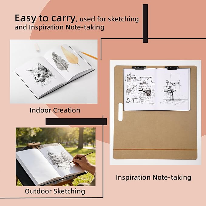 2 Pack Hardcover Sketch Pads for Drawing 9" x 12" - 110 Sheets (220 Pages) Each - 80lb/120GSM Acid Free Paper - Durable Binding Black Hardbound Sketchbook for Artists, Students & Hobbyists