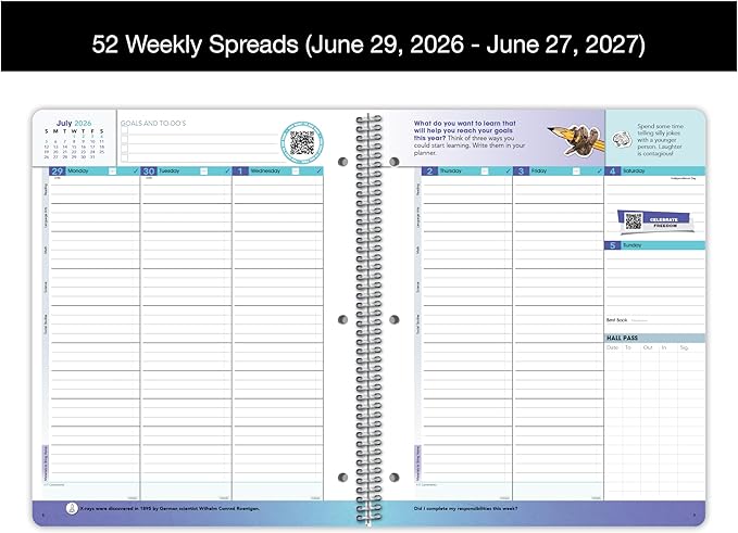 Dated Middle High School Student Planner 2026-2027 Academic School Year, Large (8.5" by 11") Matrix Style Datebook with Classic Middle/High Matrix Cover
