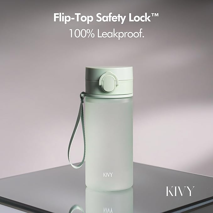KIVY Tritan Water Bottle 22oz [WITH FLIP LID] - Reusable & Slim Waterbottle for Travel, Gym & School - Dishwasher Safe - Skinny Leak Proof & Lightweight Bottle Small - BPA Free