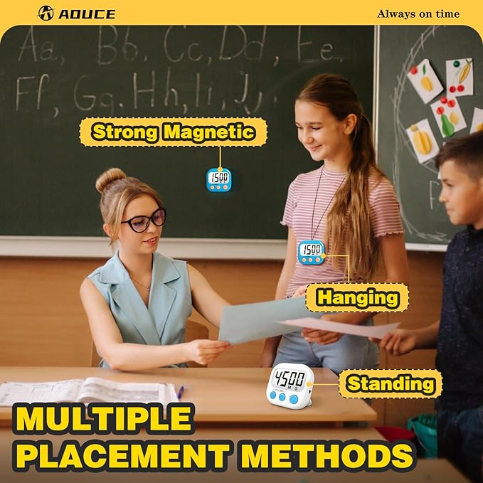 Classroom Timers for Teachers Kids Large Magnetic Digital Timer Teacher Supplies 4 Pack-Blue White